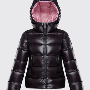 Moncler Kids Puffer Jacket in Black and Pink